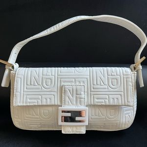 Fendi Embossed White Leather Baguette 🥖